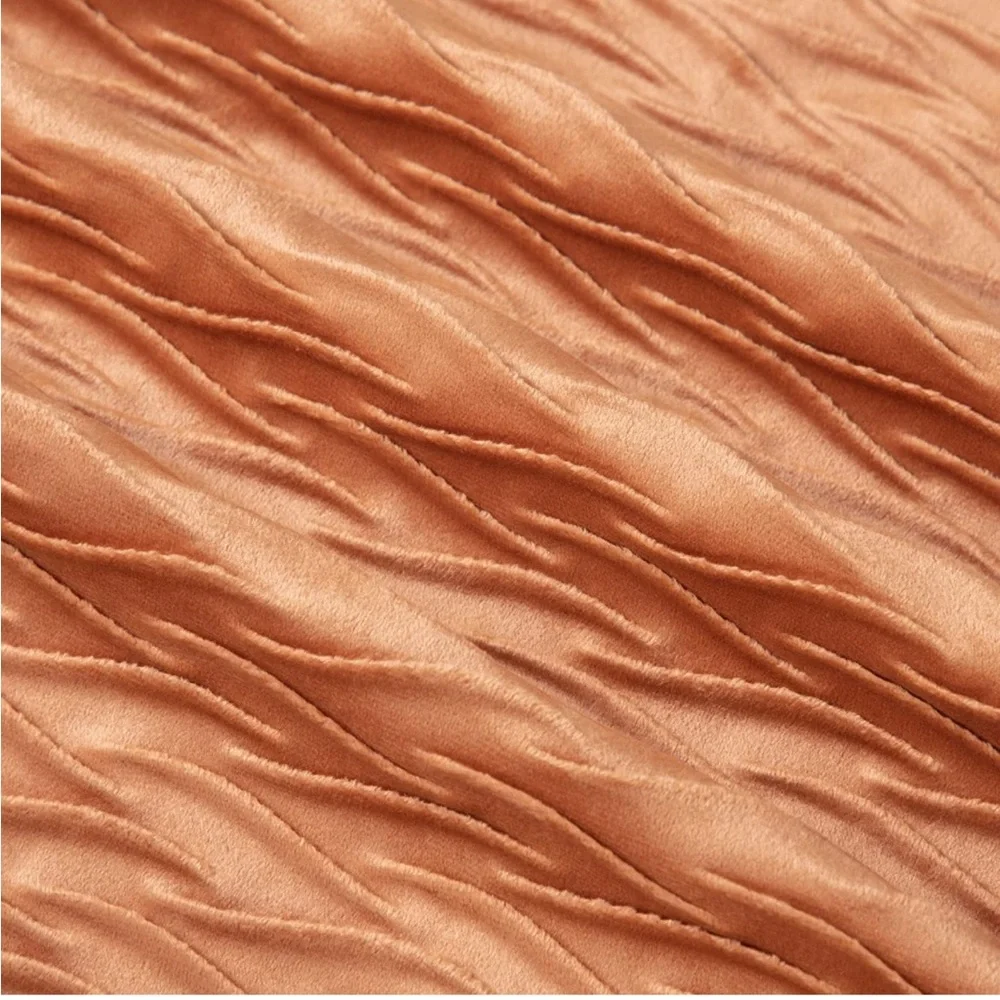 Luxury Home | BohoChic Burnt Orange Soft Velvet Wavy Textured Throw Pillow Cover